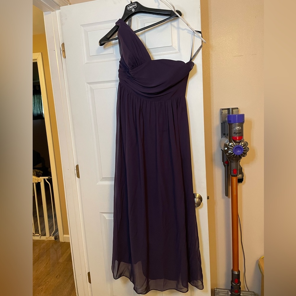 Dark Purple One Shoulder Floor Length Gown